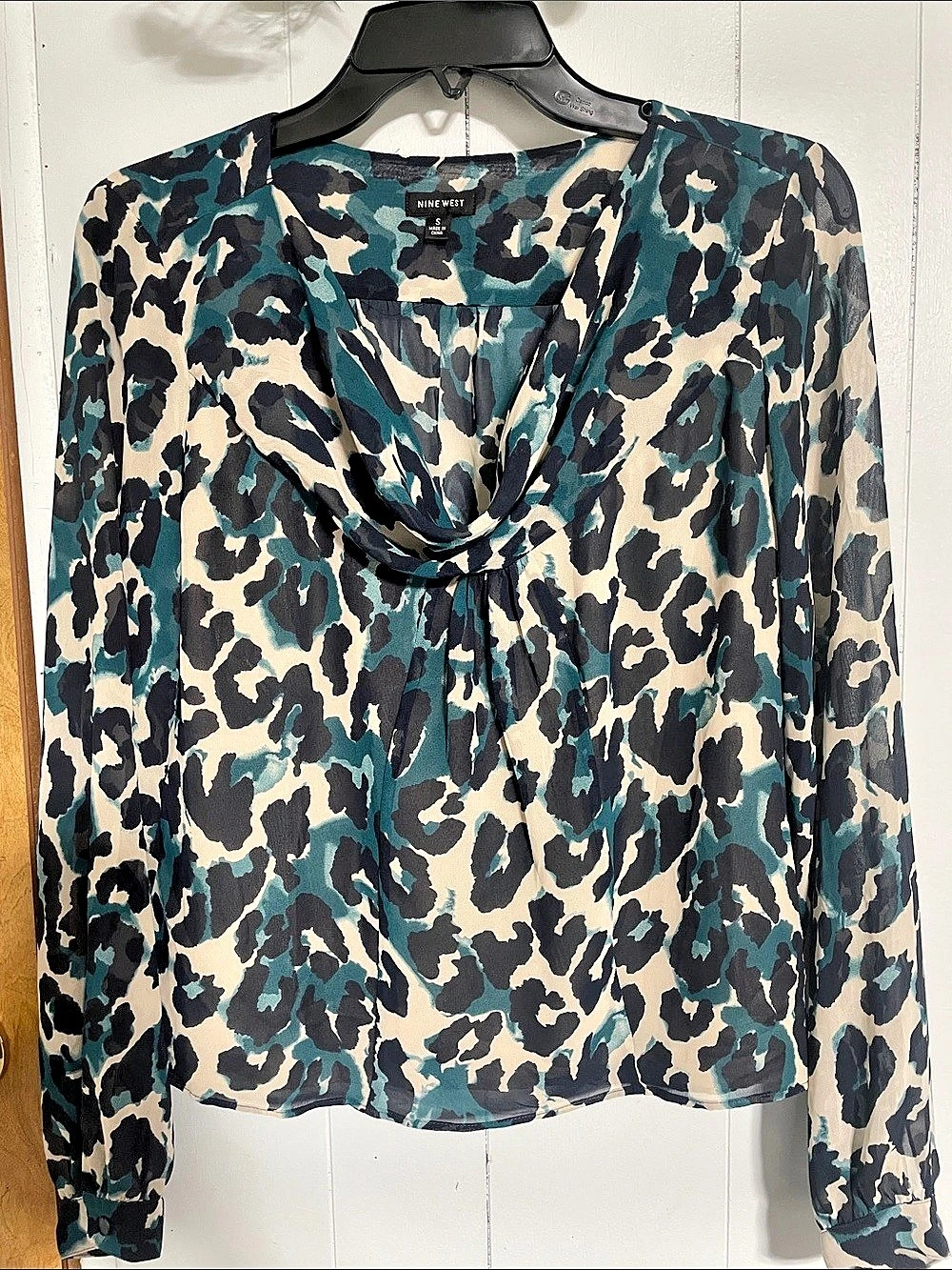 Koret Women's Animal Print Blouse in Blue & Brown